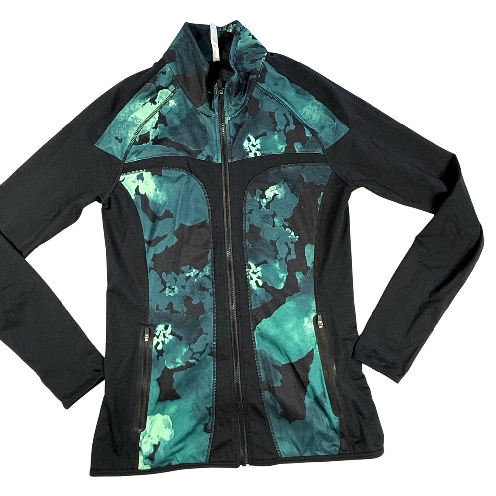 Fabletics Jojo Performance Jacket M Green Vented Back Athletic Sweater Running